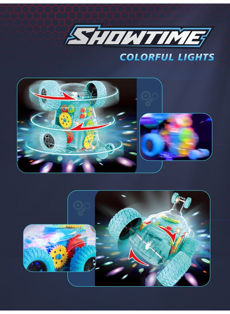 فولو سيارة كهربائية للتحكم عن بعد: هيكل شفاف، دوران 360 درجة، تصميم رائع وجذاب - لعبة/هدية مثالية للأولاد (أخضر فاتح) - Image 5